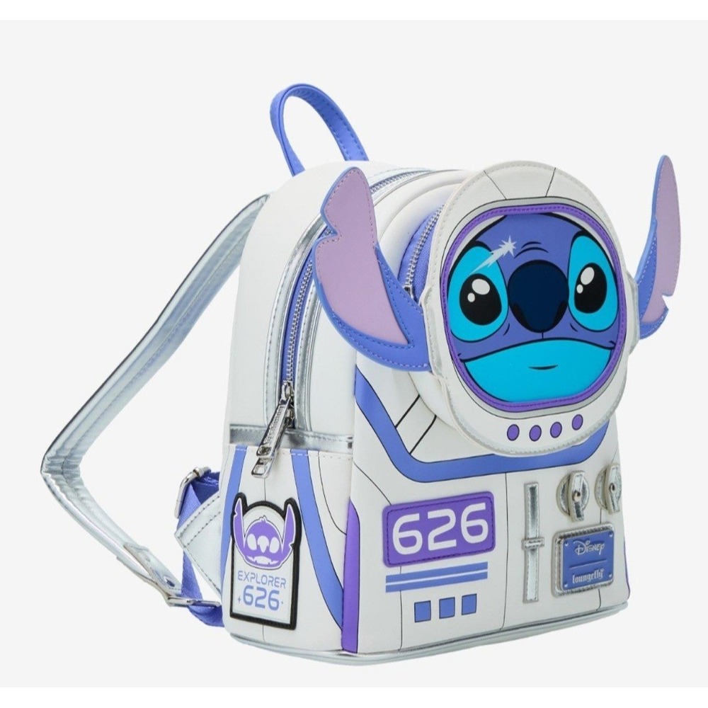 NEW! Loungefly Lilo & Stitch Spaceman Astronaut 626‎ Figural Backpack Metallic